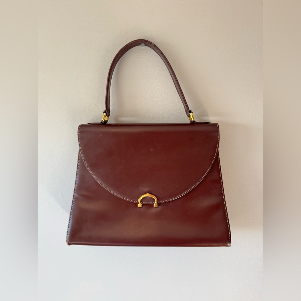 Cartier Vintage Bordeaux Top Handle Kelly Flap Bag‎